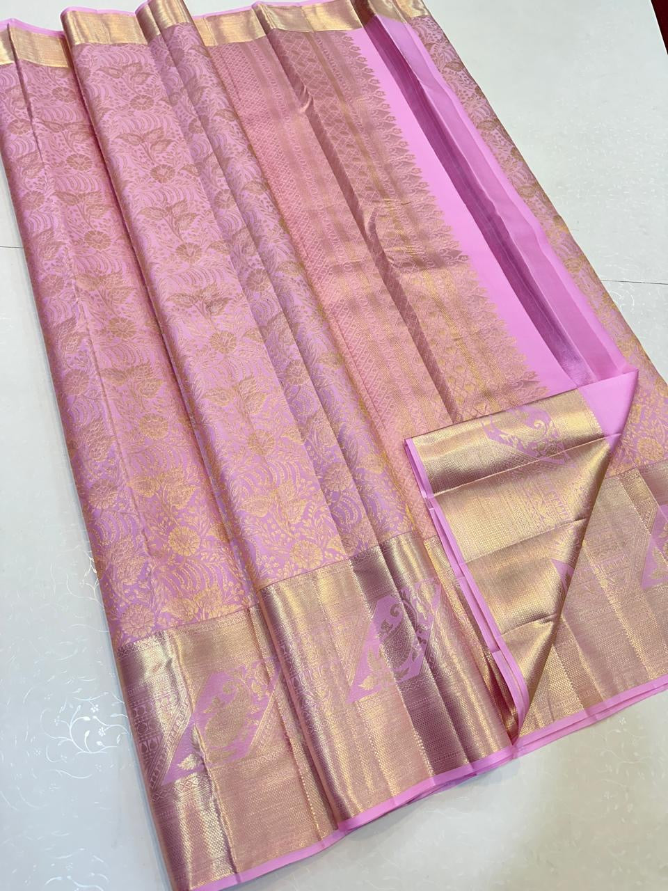 Pastel Lilac Elegance Kanchipuram Handloom Silk Saree SS24691