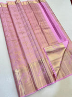 Load image into Gallery viewer, Pastel Lilac Elegance Kanchipuram Handloom Silk Saree SS24691
