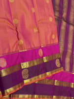 Load image into Gallery viewer, Classic Orange Rose &amp; Vadamalli 2gm Zari Oosi Checks Elegance Kanchipuram Handloom Silk Saree SS27640
