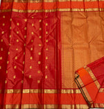 Load image into Gallery viewer, Classic Brick Orange &amp; Fiery Orange 1gm Zari Vaira Oosi Elegance Kanchipuram Handloom Silk Saree SS24197
