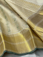 Load image into Gallery viewer, Classic Creamy White 2gm Zari Bridal Elegance Kanchipuram Handloom Silk Saree SS23893
