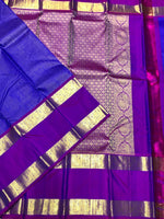 Load image into Gallery viewer, Classic Royal Blue &amp; Purple 2gm Zari Elegance Kanchipuram Silk Saree SS23940
