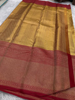 Load image into Gallery viewer, Jyothika inspired Gold &amp; Red 2gm Zari Bridal Elegance Kanchipuram Handloom Silk Saree SS24231
