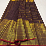 Load image into Gallery viewer, Classic Espresso Brown Elegance Kanchipuram Handloom Silk Saree SS28580
