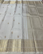 Load image into Gallery viewer, Classic White 2gm Zari Elegance Kanchipuram Handloom Silk Saree SS24755
