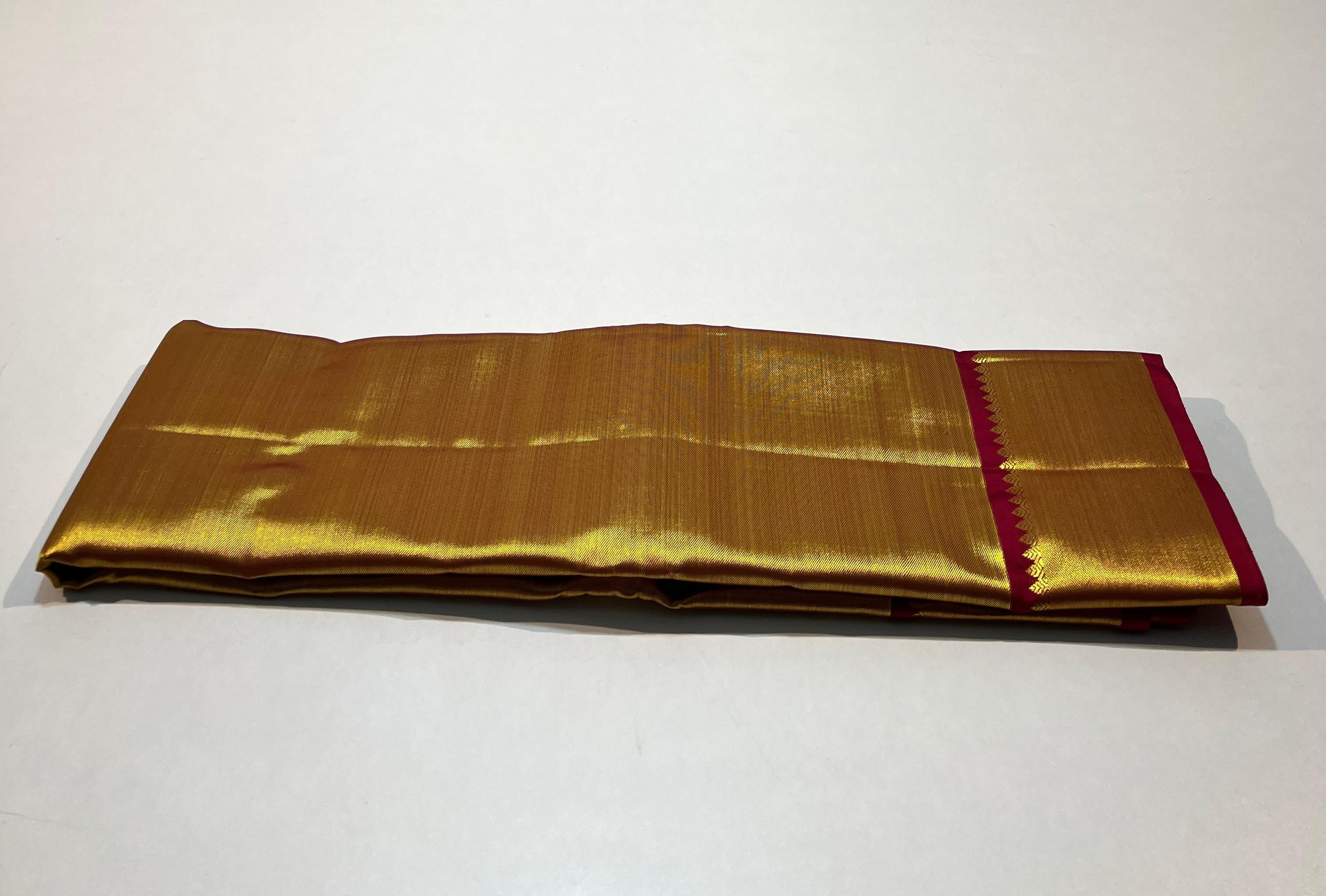 Classic Gold & Red 1gm Zari Bridal Elegance Kanchipuram Handloom Silk Saree SS25634