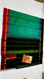 Load image into Gallery viewer, Classic Sea Green &amp; Red Black Korvai Kanchipuram Handloom Silk Saree SS25886
