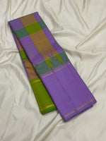 Load image into Gallery viewer, Classic Lavender 1gm Multi Color Zari Checks Elegance Kanchipuram Handloom Silk Saree SS27981
