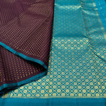 Load image into Gallery viewer, Classic Dark Plum &amp; Sky Blue Elegance Kanchipuram Handloom Silk Saree SS24846
