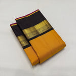 Load image into Gallery viewer, Classic Mango Yellow &amp; Black 2gm Zari Double Side Korvai Kanchipuram Handloom Silk Saree SS25934
