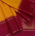 Load image into Gallery viewer, Classic Marigold Orange &amp; Cherry Red 2gm Zari Traditional Korvai Elegance Kanchipuram Handloom Silk Saree SS27977

