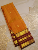 Load image into Gallery viewer, Classic Marmalade Orange &amp; Maroon 2gm Zari Elegance Kanchipuram Handloom Silk Saree SS28201
