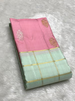 Load image into Gallery viewer, Classic Pastel Sea Green &amp; Baby Pink 2gm Zari Kanchipuram Handloom Silk Saree SS25928
