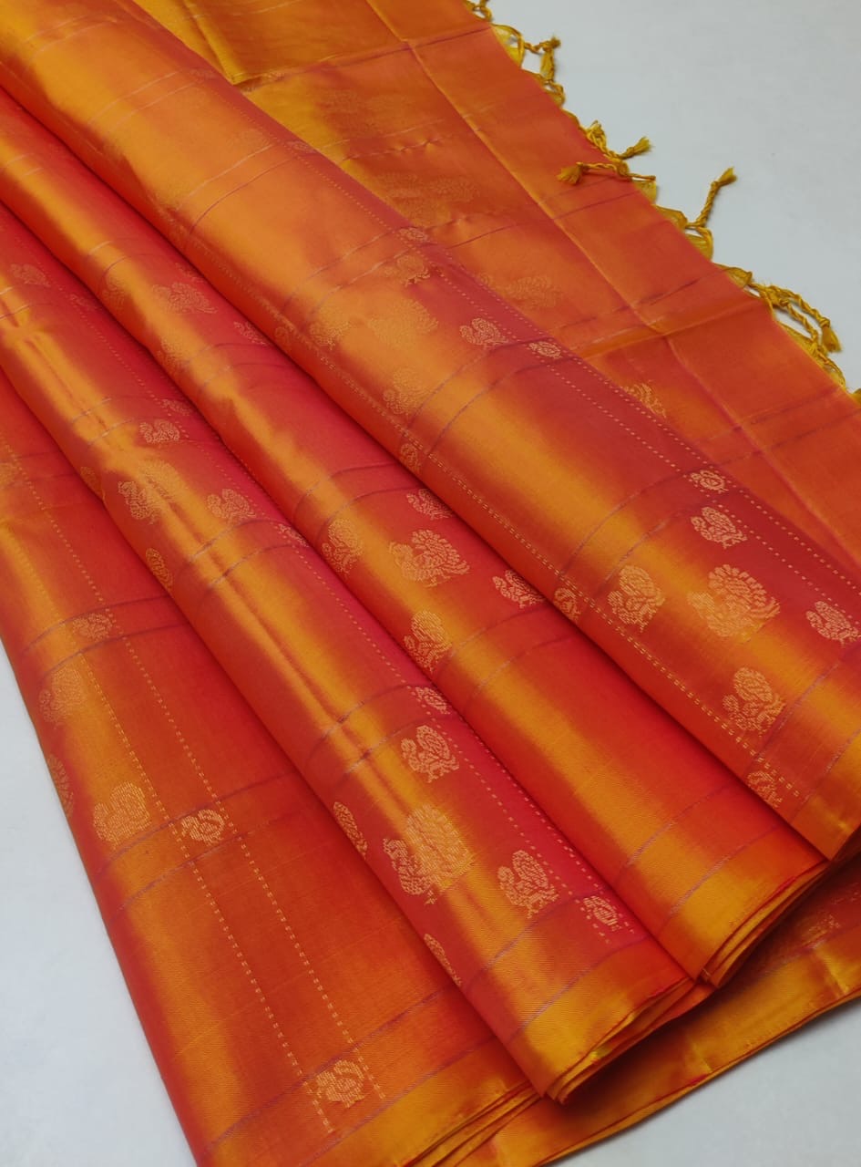 Classic Orange Elegance Handloom Soft Silk Saree SS25878