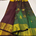 Load image into Gallery viewer, Classic Bottle Green &amp; Coffee Brown Elegance Kanchipuram Handloom Silk Saree SS27374
