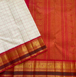 Load image into Gallery viewer, Classic Butter Cream &amp; Chilli Red 1gm Zari Korvai Elegance Kanchipuram Handloom Silk Saree SS23665
