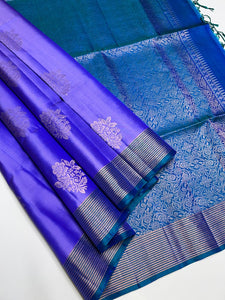 Classic Lavender & Blue Elegance Handloom Soft Silk Saree SS25755