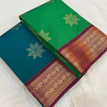 Load image into Gallery viewer, Classic Shamrock Green &amp; Plum Elegance Kanchipuram Handloom Silk Saree SS27841
