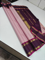Load image into Gallery viewer, Classic Baby Pink &amp; Chocolate 2gm Zari Korvai Elegance Kanchipuram Handloom Silk Saree SS28088
