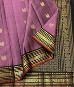 Load image into Gallery viewer, Classic Grape Creamy Mauve 1gm Zari Elegance Kanchipuram Handloom Silk Saree SS24199
