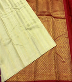 Load image into Gallery viewer, Classic Golden Cream &amp; Crimson Red 2gm Zari Kanchipuram Handloom Silk Saree SS25849
