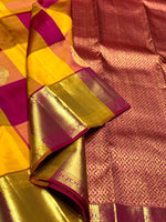 Load image into Gallery viewer, Classic Mustard &amp; Pink 2gm Zari Kanchipuram Handloom Silk Saree SS25570

