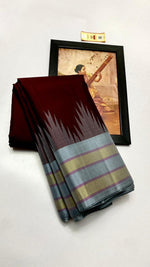 Load image into Gallery viewer, Classic Mahogany Red &amp; Ash Grey Kanchipuram Handloom Silk Saree SS26261

