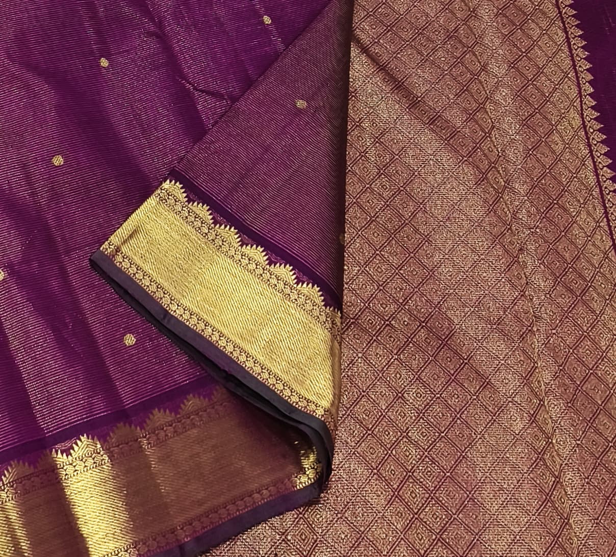 Classic Wine Red 2gm Zari Kanchipuram Handloom Silk Saree SS25724