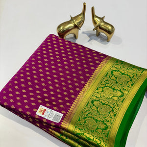 Classic Wine Red & Deep Green Elegance Mysore Silk Saree SS24162