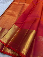 Load image into Gallery viewer, Classic Glow Orange Bridal Elegance Kanchipuram Handloom Silk Saree SS27818

