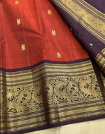 Load image into Gallery viewer, Classic Burnt Orange &amp; Dark Espresso Brown 2gm Zari Kanchipuram Handloom Silk Saree SS26636

