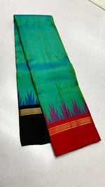 Load image into Gallery viewer, Classic Sea Green &amp; Red Black Korvai Kanchipuram Handloom Silk Saree SS25886
