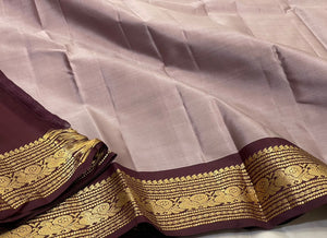 Pastel Cocoa & Dark Chocolate Elegance Kanchipuram Handloom Silk Saree SS24460