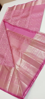 Load image into Gallery viewer, Classic Pastel Pink Silver Zari Elegance Kanchipuram Handloom Silk Saree SS24241
