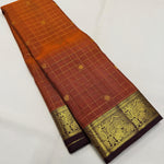 Load image into Gallery viewer, Classic Mustard &amp; Coffee Brown 2gm Zari Bridal Elegance Kanchipuram Handloom Silk Saree SS25936
