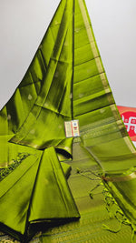 Load image into Gallery viewer, Classic Spring Green Elegance Handloom Soft Silk Saree SS24145
