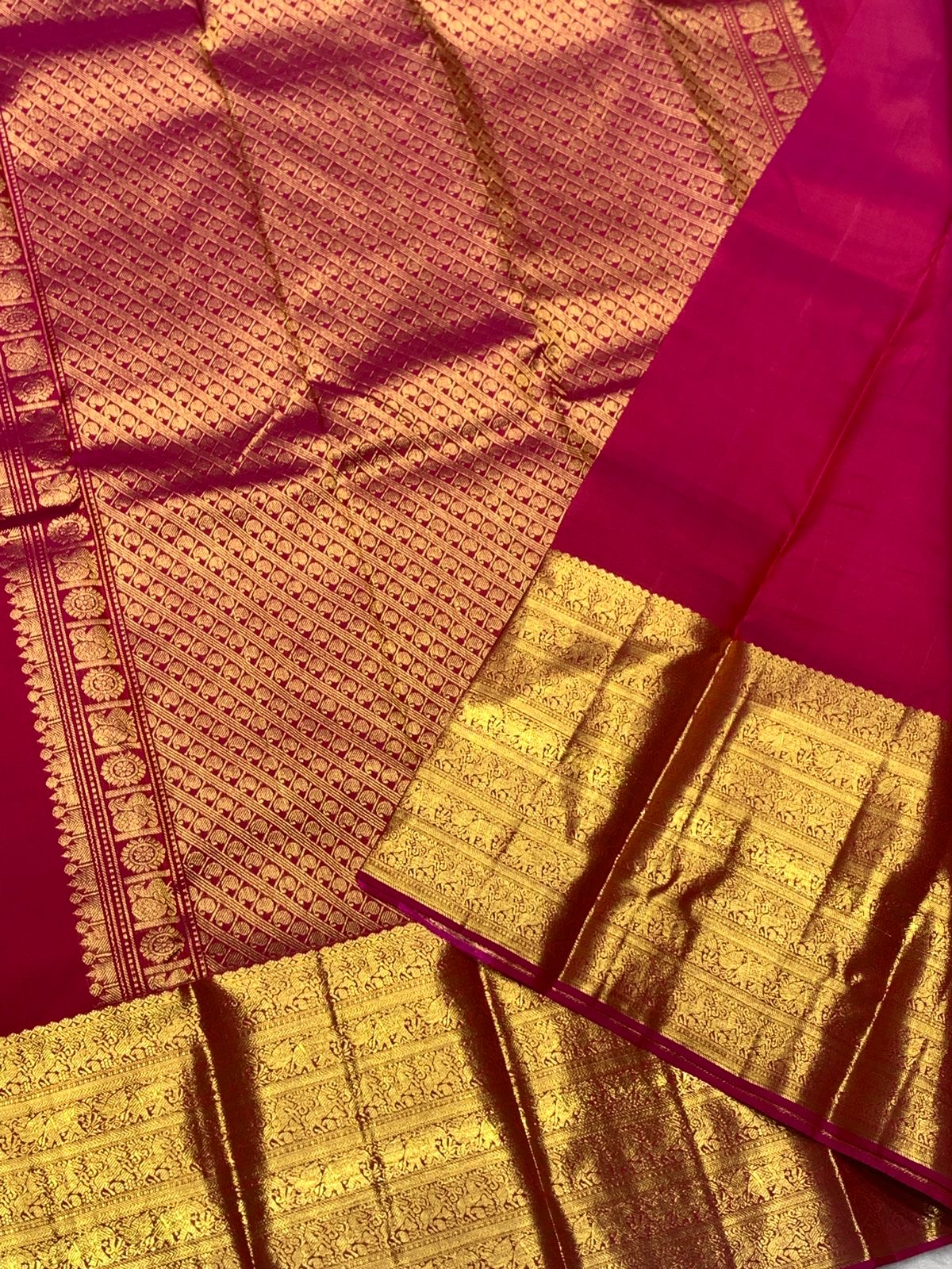 Classic Magenta Pink 2gm Zari Bridal Elegance Kanchipuram Handloom Silk Saree SS25368