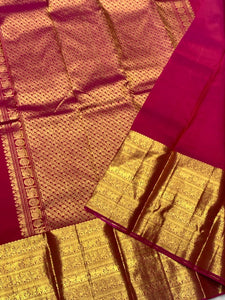 Classic Magenta Pink 2gm Zari Bridal Elegance Kanchipuram Handloom Silk Saree SS25368