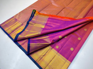 Classic Double Shade Fuchisa Pink 1gm Zari Kanchipuram Handloom Silk Saree SS25919