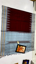 Load image into Gallery viewer, Classic Mahogany Red &amp; Ash Grey Kanchipuram Handloom Silk Saree SS26261
