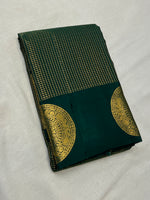 Load image into Gallery viewer, Classic Bottle Green Checks Elegance Kanchipuram Handloom Silk Saree SS27918

