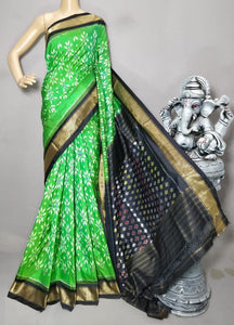 Classic Light Green & Dark Grey Ikkat Elegance Handloom Soft Silk Saree SS23101