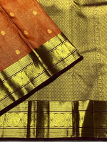 Load image into Gallery viewer, Classic Burnt Orange &amp; Coffee Brown 2gm Zari Elegance Kanchipuram Handloom Silk Saree SS27501
