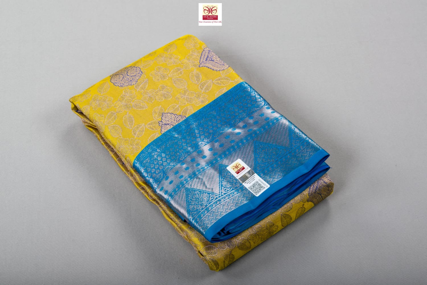 Classic Yellow & Blue Kanchipuram Handloom Silk Saree SS26625