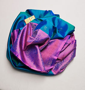 Classic Blue & Lilac Elegance Handloom Soft Silk Saree SS25774