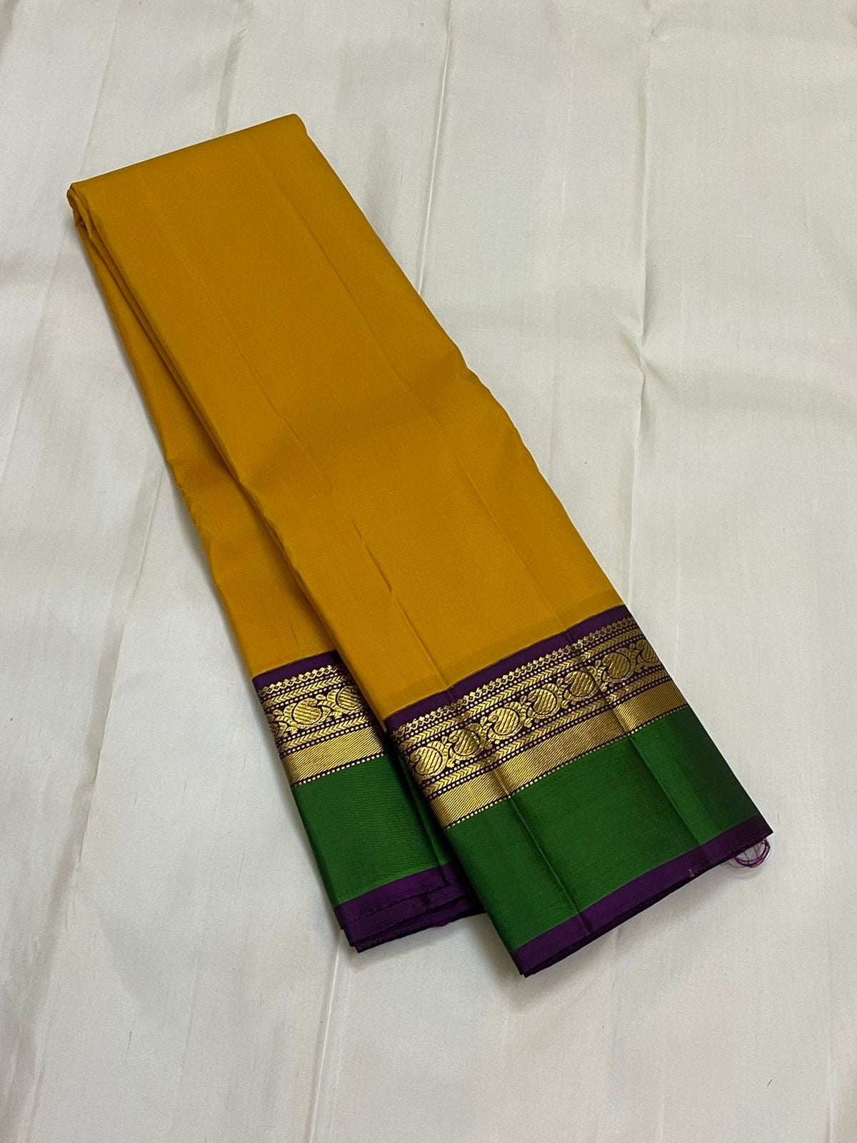 Classic Golden Yellow 1gm Zari Elegance Kanchipuram Handloom Silk Saree SS24085