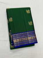 Load image into Gallery viewer, Classic Dark Green &amp; Royal Blue 1gm Zari Elegance Kanchipuram Handloom Silk Saree SS24725
