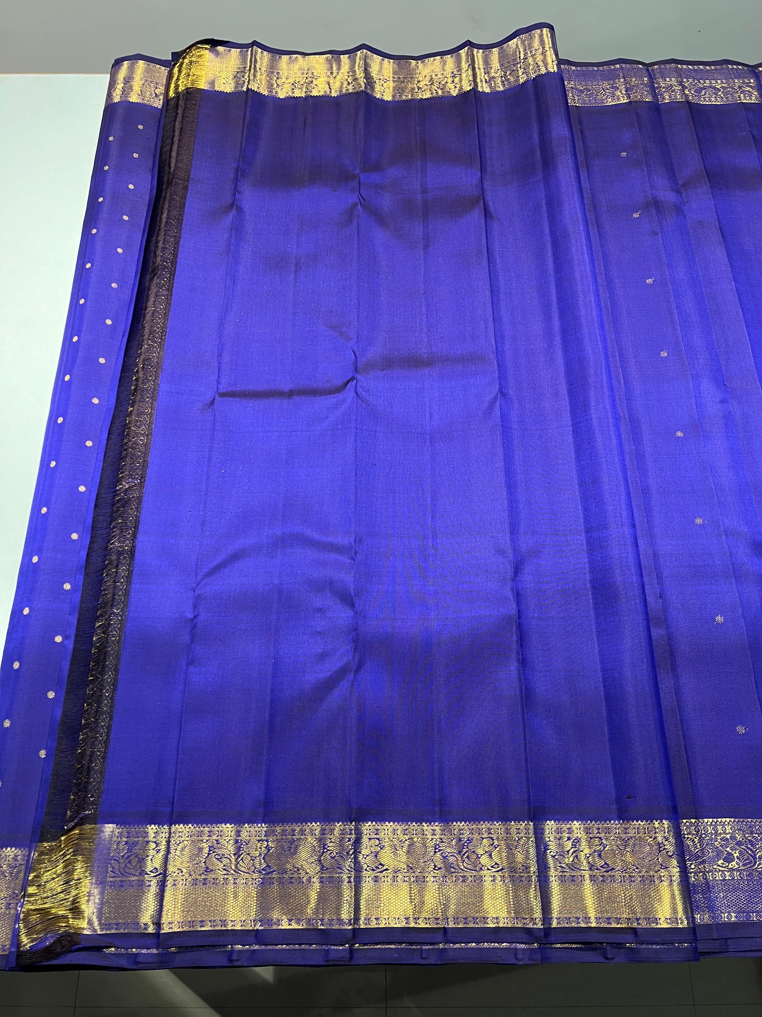 Classic Royal Blue 1gm Zari Bridal Elegance Kanchipuram Handloom Silk Saree SS26047