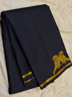Load image into Gallery viewer, Classic Carbon Black Parrot Butta Small Border 2gm Zari Bridal Elegance Kanchipuram Handloom Silk Saree SS28370
