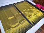 Load image into Gallery viewer, Classic Gold &amp; Charcoal Black Elegance Kanchipuram Handloom Silk Saree SS24829
